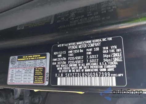 2016 Hyundai Santa Fe Sport 2.4L from USA, damaged, VIN 5XYZT3LB2GG367399